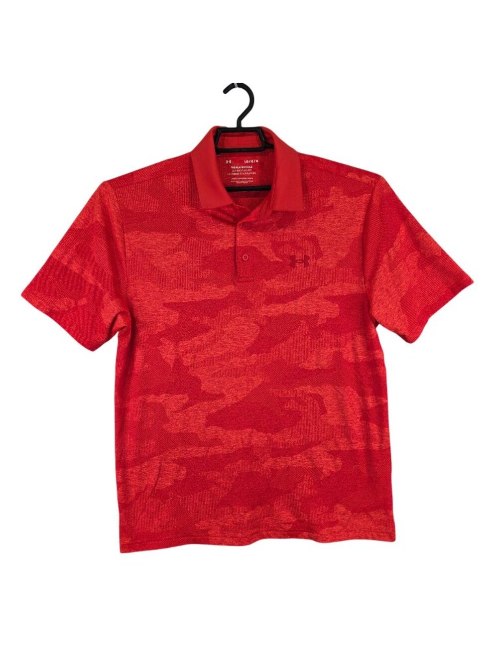 Mens Under Armour Red Camo Playoff Polo Shirt Loose Fit Short Sleeve Size L